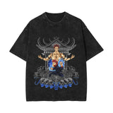 Summer, anime washed old retro short-sleeved T-shirt