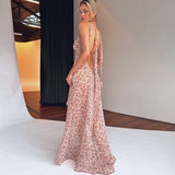 Women Dresses Spring Strap Floral Sexy Backless Dress