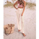 Women Knit Beach Cover Spring Knit Casual Sexy Beach Hollow out Sun Protective Pants