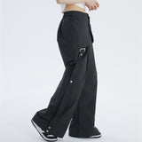 Women Pants Cargo Pants Multi-Pocket Drooping Wide-Leg Pants Straight Casual Trousers