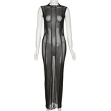 Women Dresses Spring and Summer Sexy Sleeveless Backless Slim Fit Dress (Bla0420)