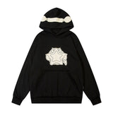 Men Hoodie Vintage Affixed Cloth Embroidered Hooded Sweater