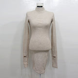 Women Dresses Fall/Winter Dress High Neck Sexy Hip Skirt