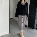Women Knitted Two-Piece Set Knitted Cardigan Vest Skirt Two-Piece Set A3120