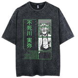 Pure cotton washed old animation printed cartoon style T-shirt