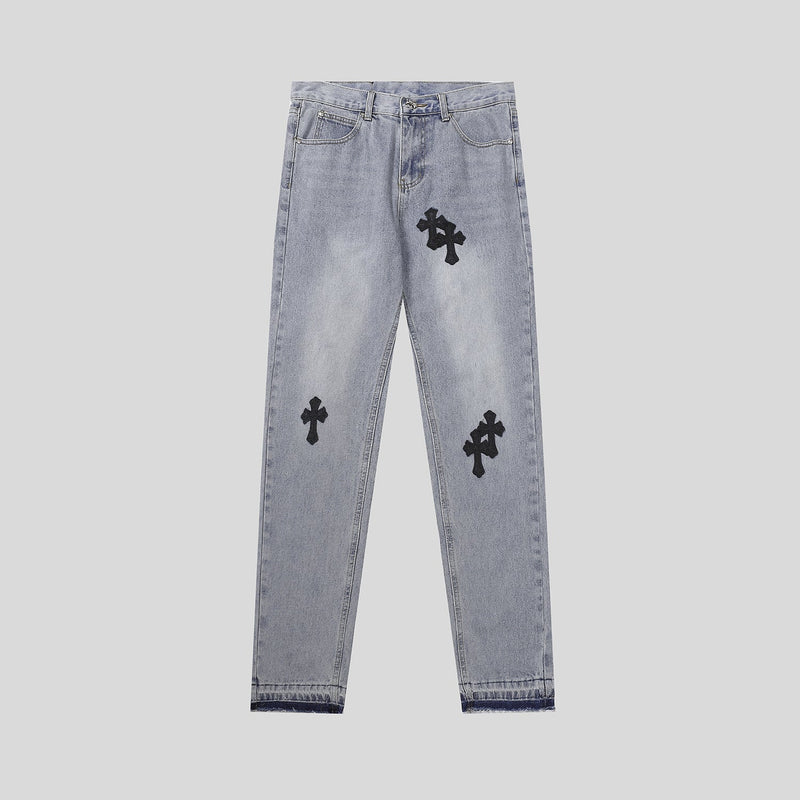 CHH Chrome Hearts Jeans Chrome Unisex Casual Loose Jeans