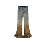 MIJKO Mens Vintage Pants MIJKO Mens Women's RICK Trousers Wide Feet Old Micro-pull Jeans