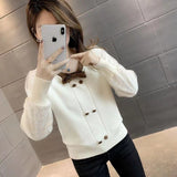 Women Knitwear Spring and Autumn Bow round Neck Sweaters Cardigan