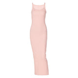 Women Dresses Summer U-Neck Split Sling Dress (Bla0420)