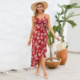 Women Date Dress Summer Sexy Suspender Dress Irregular Pattern Print Dress