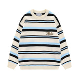 Unisex Sweater Autumn Striped Embroidered Sweater