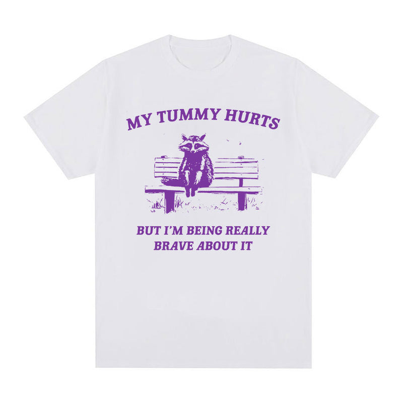 My Tummy Hurts Raccoon Funny Meme Graphic T Shirts for Men