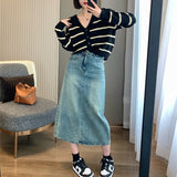 Women Knitwear Autumn Striped Sweater Loose Knitted Cardigan