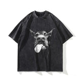 Domineering Doberman Pinscher Print T-shirt Oversized Vintage