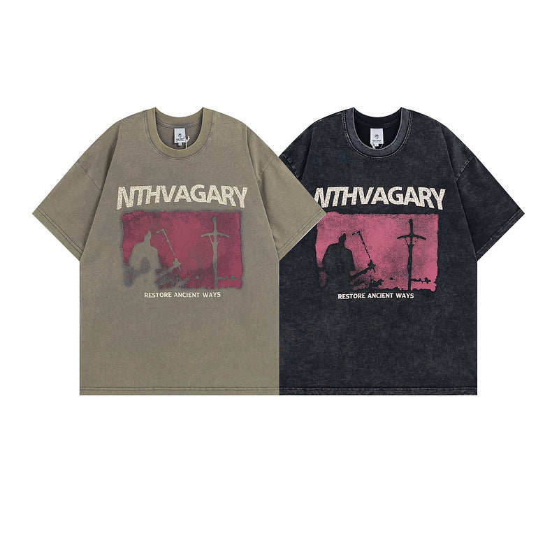 Men T Shirt Graffiti Loose Short Sleeve T-shirt