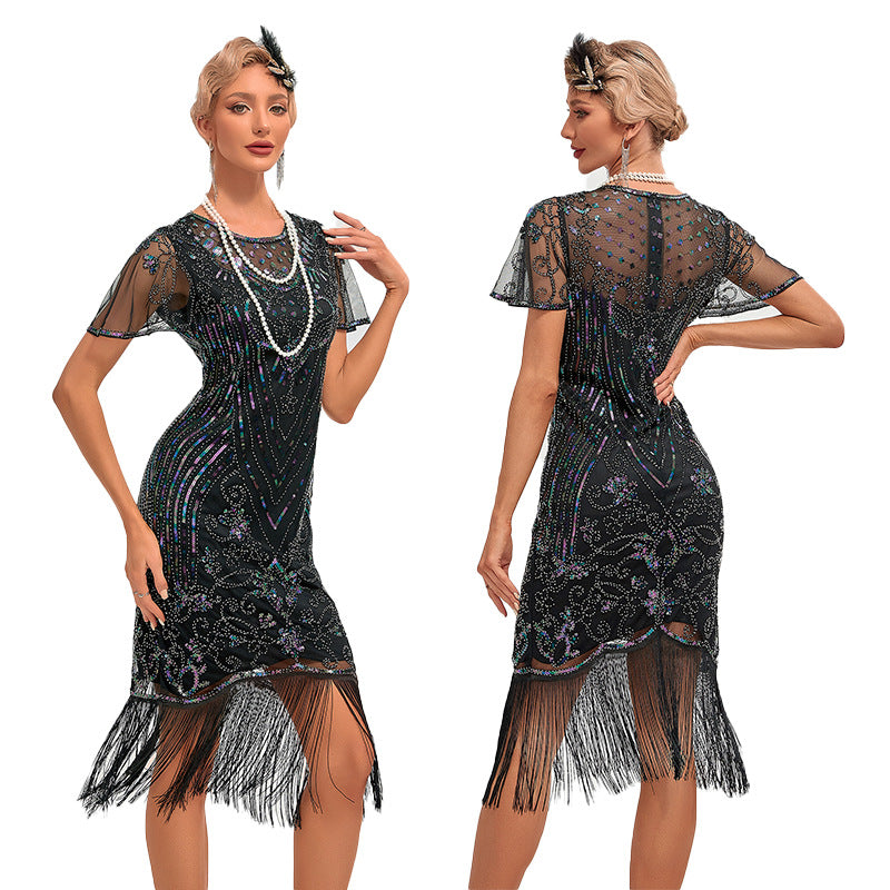 Flappers 1920S Dress Vintage Sequined Dress Tassel Dress