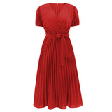 Women Date Dress Summer Puff Sleeve Dress V-neck Dress