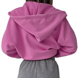 Women Trench Coat Knitted Hooded Jacket Autumn and Winter Pink Casual