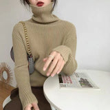 Women Knitted Pullover Turtleneck Sweater Women's Winter Sweater Top