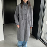 Women Cardigan Sweater Autumn Turtleneck Sweater Long Cardigan Coat Loose Button Woolen Skirt A2215