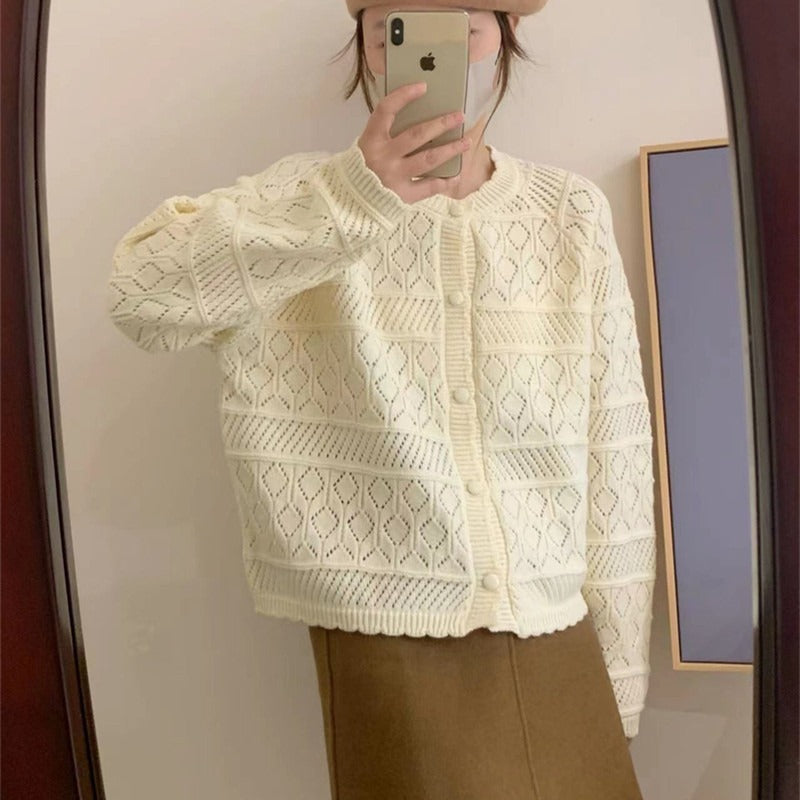 Women Knitwear Autumn Hollow out Sweater Knitted Cardigan
