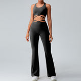 Women Yoga Set Exercise Yoga Clothes Wide Leg Bootleg Pants