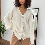 Ladies Leisure Knitwear Loose Knitted Sweater Women Casual Solid Color Autumn and Winter Cardigan