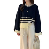 Women Knitwear Autumn and Winter round Neck Sweater Loose Knitted Cardigan