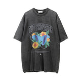 Men Vintage T-Shirt Sunflower Plant Print Short Sleeve T-shirt