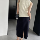 Women Knitted Skirt Autumn and Winter Simplicity Skirt Straight Skirt