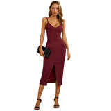 Women Dress Sexy V-neck Slim Fit Hip Bag Party Sling Dress