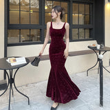 Women Dresses Fall Slim Fit Suspender Dress