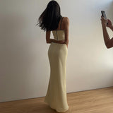Women Tops Spring Bare Midriff Slim Fit Two-Piece Set Sexy Camisole Mid-Length Dress Set