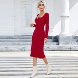 Women Dress Sheath Long Sleeve Dress