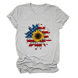 T-shirt pattern sunflower print round neck casual short sleeve