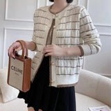 Women Knitwear Autumn and Winter Striped Sweater Loose Knitted Cardigan