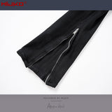 MIJKO Mens Vintage Pants Zipper Leg Ripped Unisex Jeans