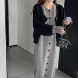 Women Knitted Two-Piece Set Knitted Cardigan Vest Skirt Two-Piece Set A3120