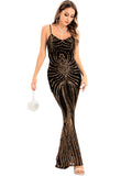 Women's Evening Gown Evening Dress Sexy Strap Vintage Sequins Dress