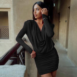 Women Dresse Spring Short Skirt Long Sleeve Narrow Dress