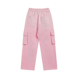 Women Pants Gradient Letters Embroidered Slacks Workwear with Pocket Straight-Leg Trousers