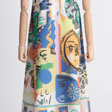 Women Dresses Summer Square Collar Sling Dress Graffiti Printing Long Dress (Qymy0409)