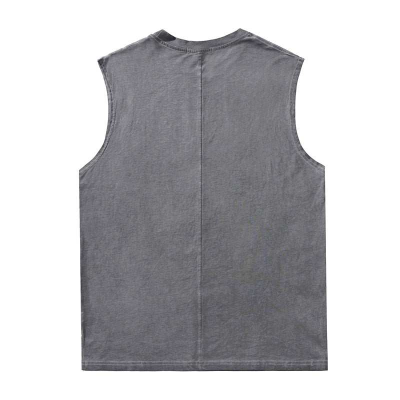 Men Vest Hip Hop Retro Vintage Fun Printing Sleeveless Vest