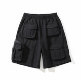 Men Shorts Vintage Zipper Multi-Pocket Cargo Pants Loose Casual Summer Shorts