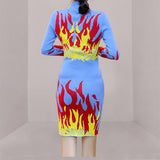 Women Maxi Dress Autumn and Winter Stand Collar Long Sleeve Package Hip with a Zipper Knitted Dress