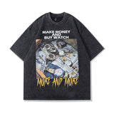 Men T Shirt Cartoon Washed and Worn Short Sleeve T-shirt