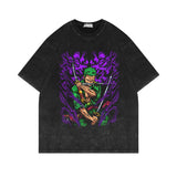 Washed and old short-sleeved T-shirt retro ONE PIECE