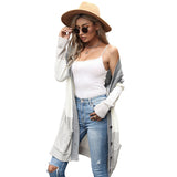 Women Knitted Sweater Fall Long Single-Breasted Color Matching Cardigan Sweater Coat