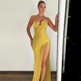 Women Dresse Sexy Evening Dress V-neck Strap Long Dress Hip Skirt