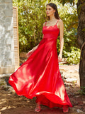 Corset Dress Long Sexy Backless Red with Spaghetti Straps Large Swing Bridesmaid Dress